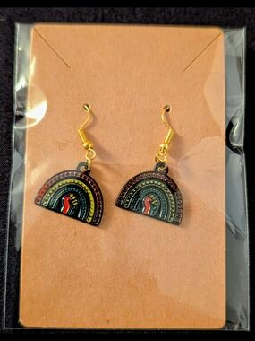 Hand Crafted Gold Hook Rainbow Arch Dangle Earrings